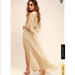 🌼Like NEW Lulu’s Gold Midas Sheer Maxi Cover Up